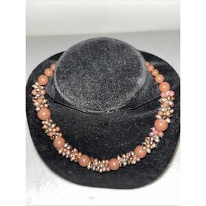 Unbranded. Twisted Bead Chunky Statement Necklace Fall Colors 20”